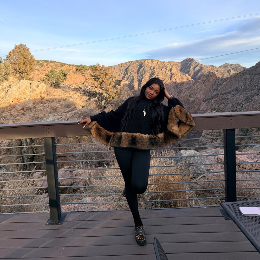 Fur brown fur poncho